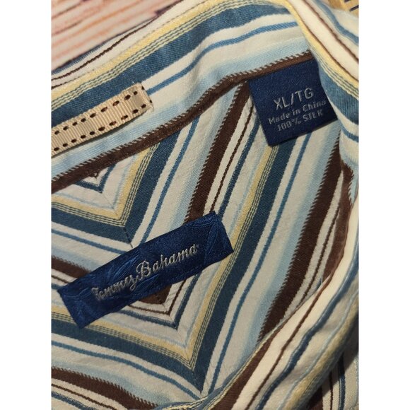 Tommy Bahama Mens Silk Shirt XL Striped Button-Down - Picture 5 of 7
